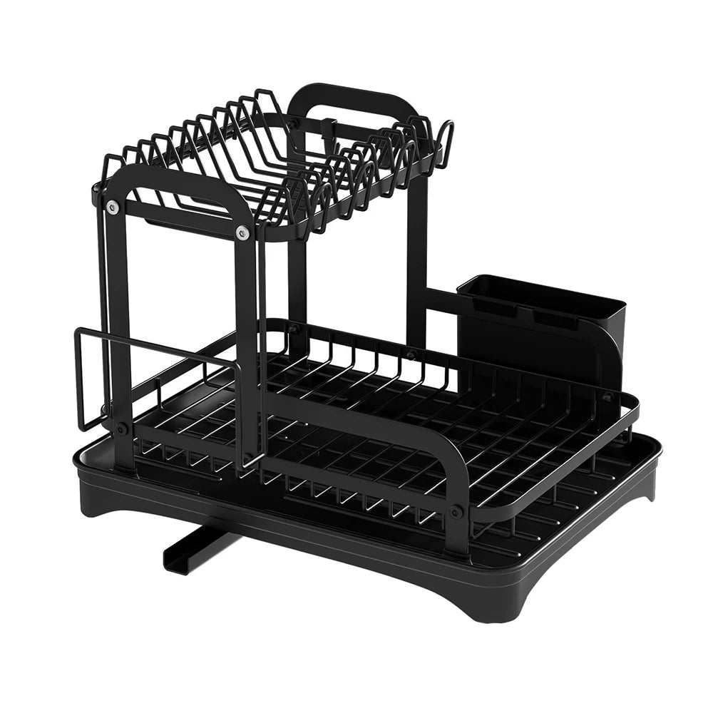 Royallure 2-Tier Dish Drying Rack with 360-Degree Drainage and Bottom Drip Tray – Over the Sink Dish Rack for Kitchen Organization 5