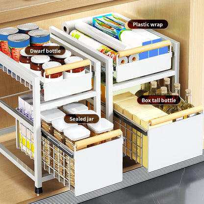 Royallure 2-Tier Under Sink Organizer – Slide-Out Kitchen Storage Rack for Pantry Organization and Spice Storage 3