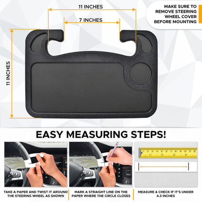 Royallure 2-in-1 Car Desk for Laptop and Food – Steering Wheel Tray with Drink Holder for Travel and Work 5