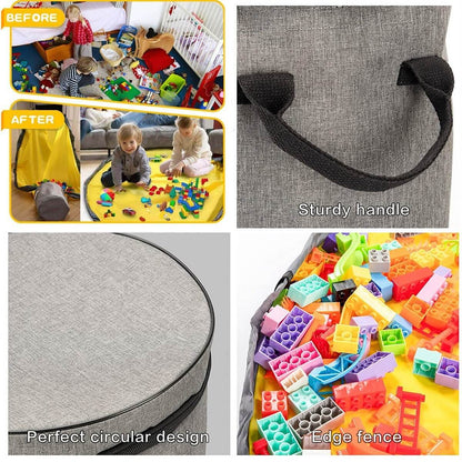 Royallure 2-in-1 Toy Storage Organizer Bag and Play Mat with Zipper Lid for Kids, Collapsible and Portable 3