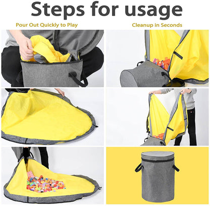 Royallure 2-in-1 Toy Storage Organizer Bag and Play Mat with Zipper Lid for Kids, Collapsible and Portable 4