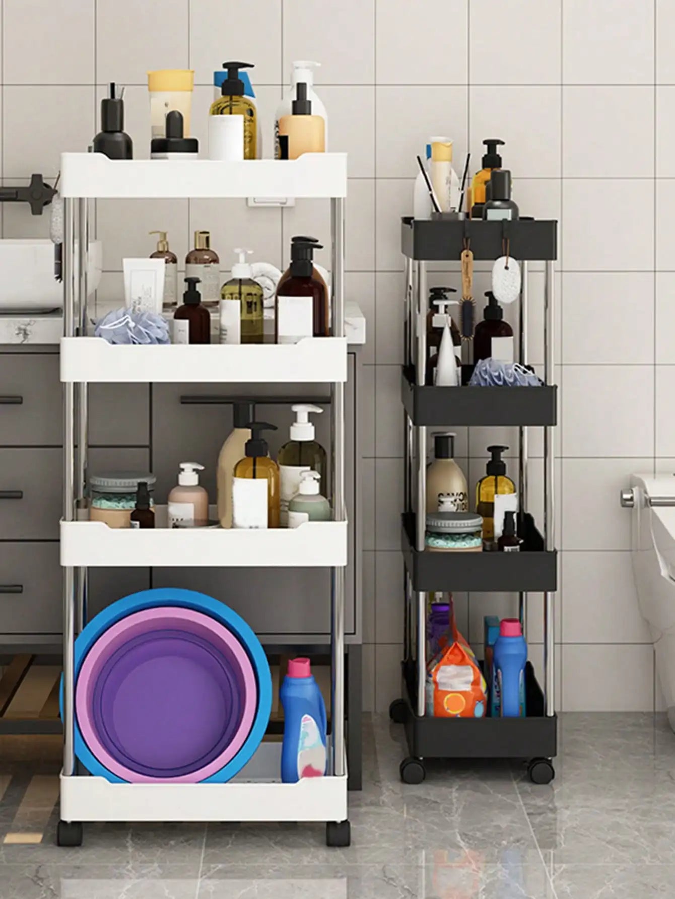 Royallure 3-Tier Rolling Utility Cart with Wheels – Slim Storage Rack for Kitchen, Bathroom, and Living Room 2