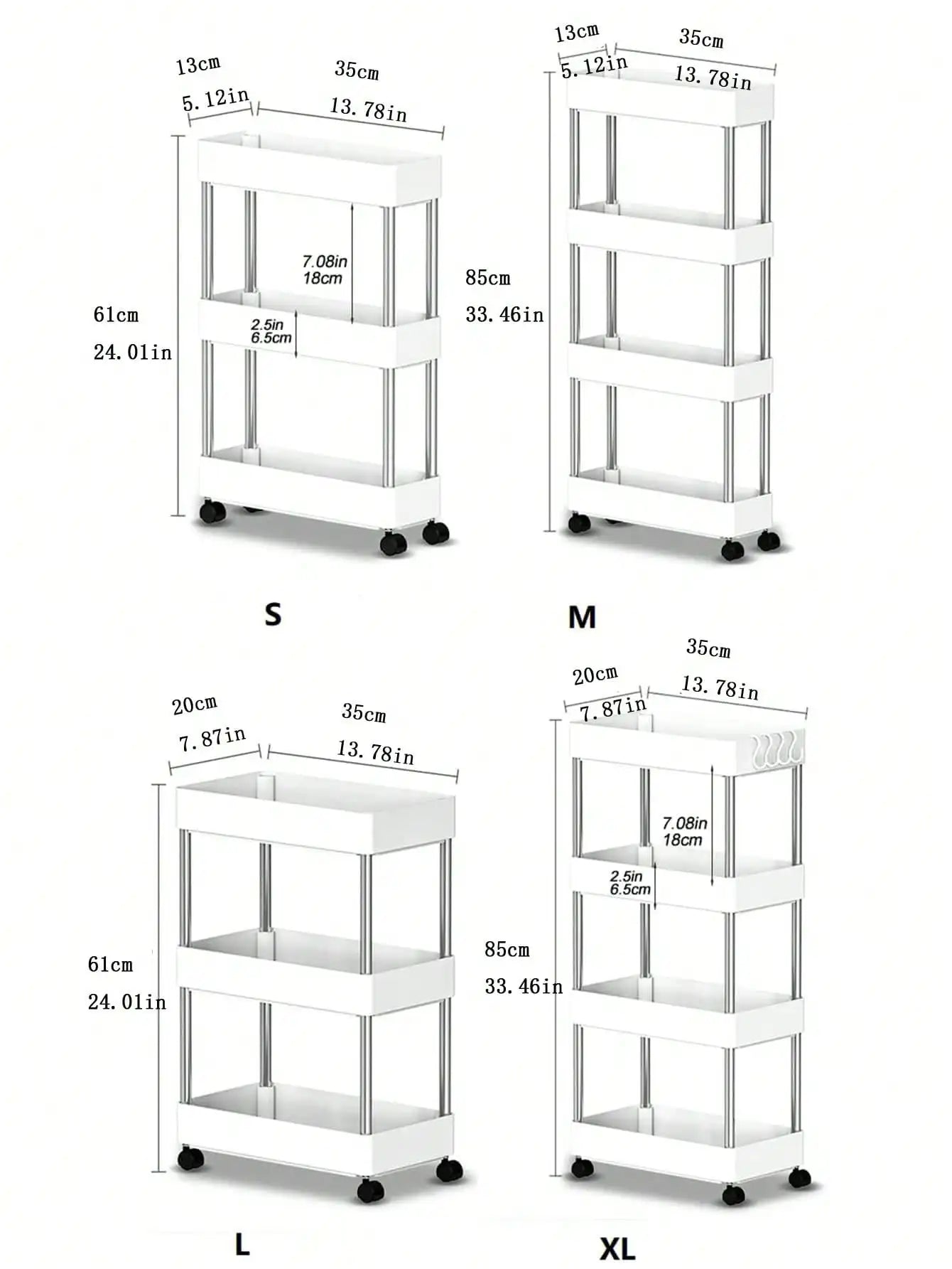 Royallure 3-Tier Rolling Utility Cart with Wheels – Slim Storage Rack for Kitchen, Bathroom, and Living Room 5