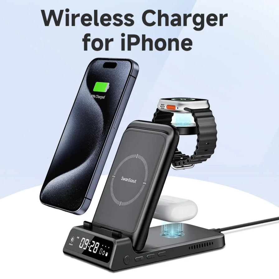 Royallure 3 in 1 Wireless Charging Station for iPhone, Apple Watch & AirPods - Fast 10W Wireless Charger with Safety Features 0