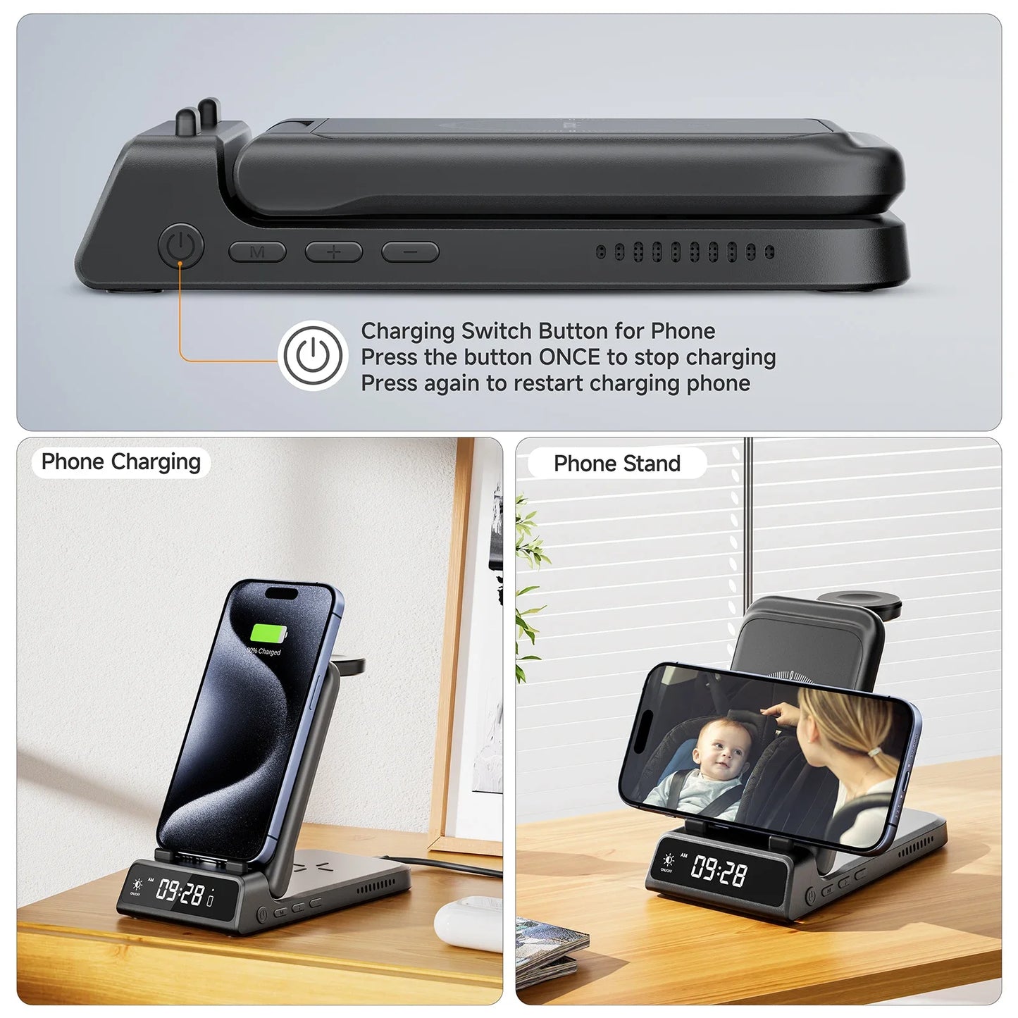 Royallure 3 in 1 Wireless Charging Station for iPhone, Apple Watch & AirPods - Fast 10W Wireless Charger with Safety Features 2