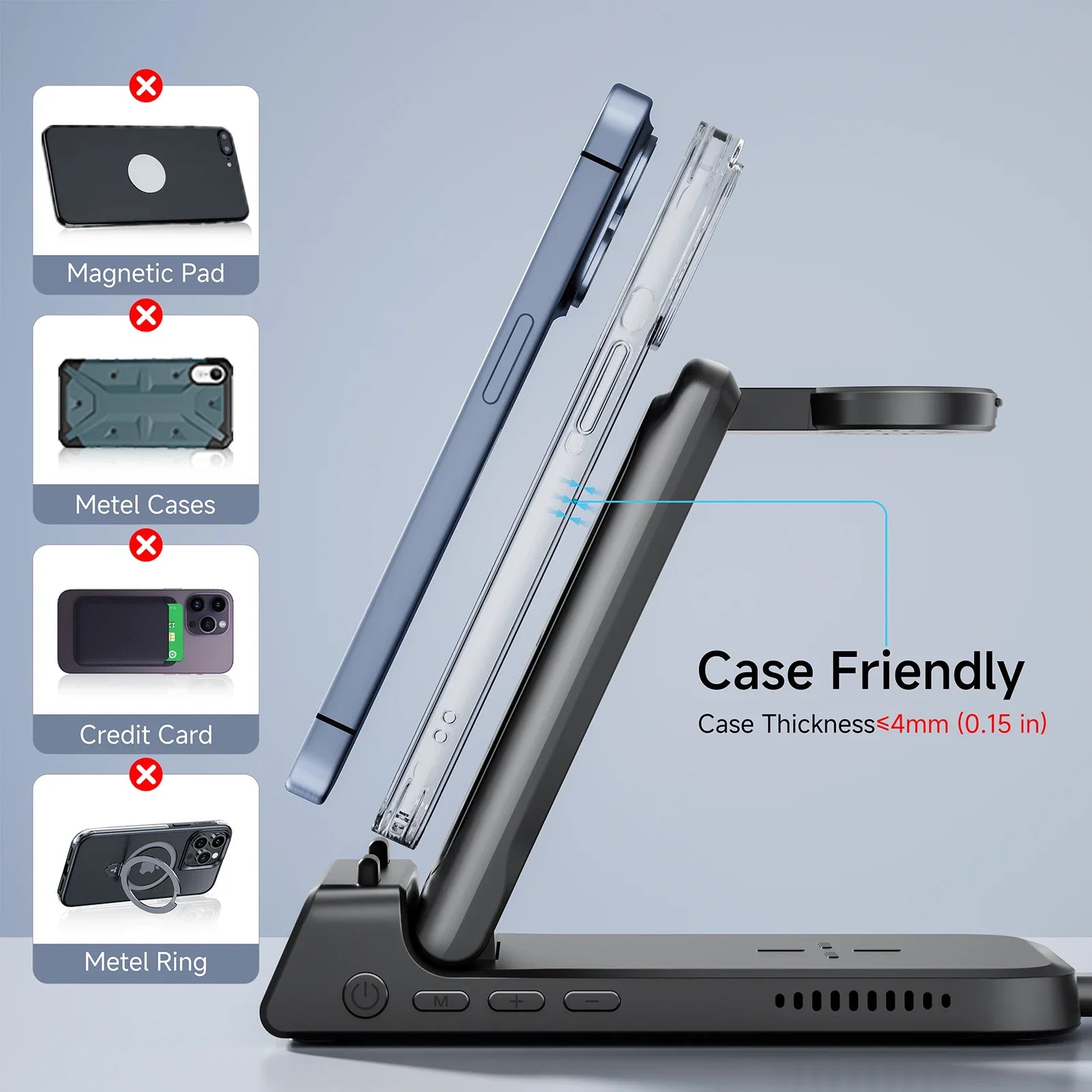 Royallure 3 in 1 Wireless Charging Station for iPhone, Apple Watch & AirPods - Fast 10W Wireless Charger with Safety Features 5