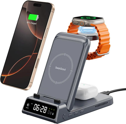 Royallure 3 in 1 Wireless Charging Station for iPhone, Apple Watch & AirPods - Fast 10W Wireless Charger with Safety Features 7