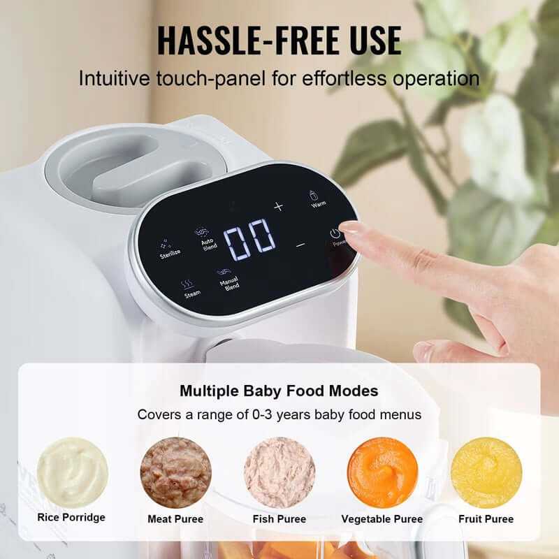 Royallure 5-in-1 Baby Food Maker – Steamer and Blender for Easy Food Puree and Sterilizing, Safe Tritan Container, Intuitive Touch Panel 5