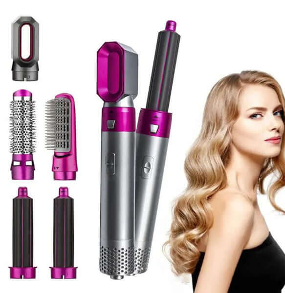 Royallure 5-in-1 Hair Dryer with Curling Iron and Volumizing Brush for All Hair Types – Coanda Effect Technology 0