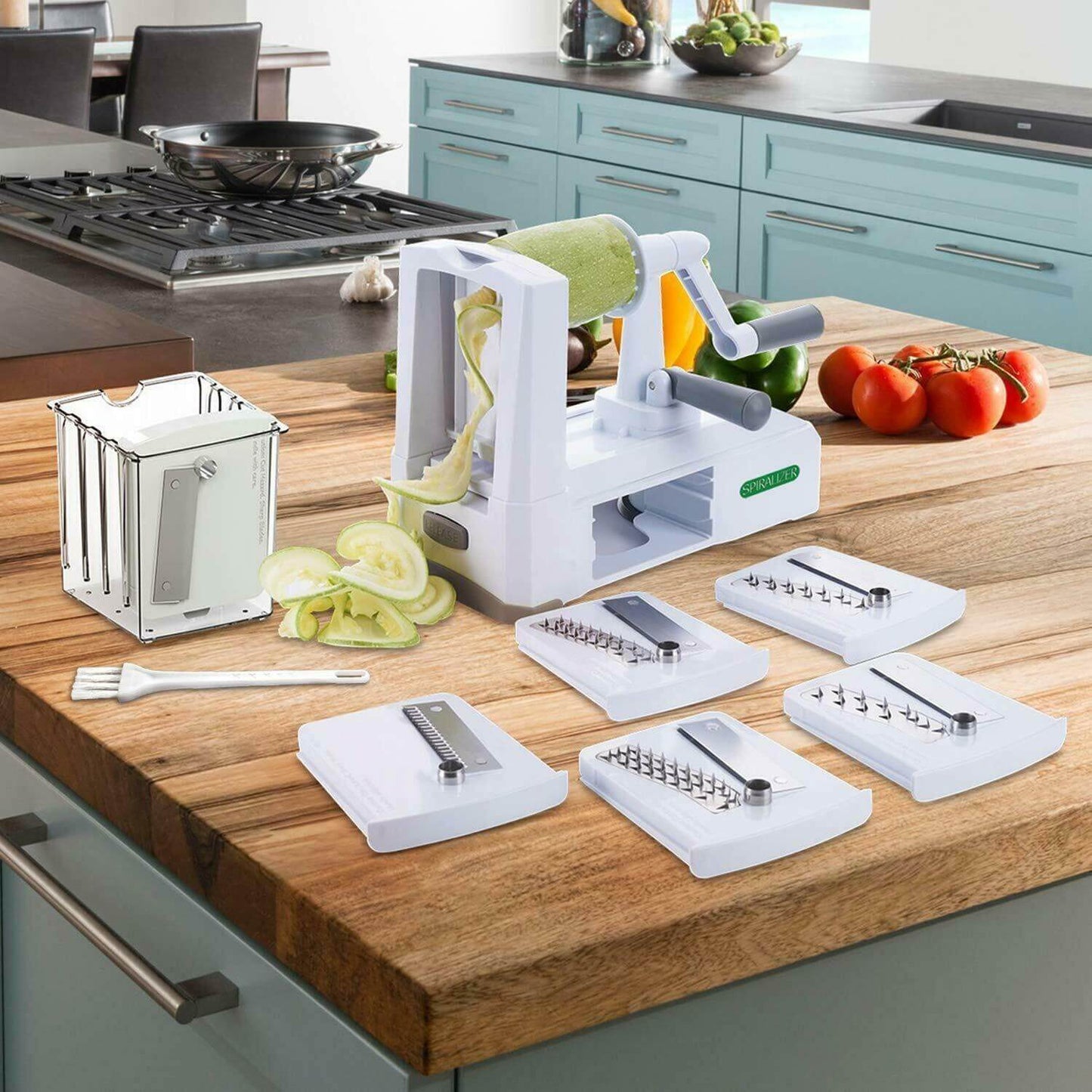 Royallure 7-Blade Vegetable Spiralizer – Zucchini Noodle Maker and Zoodle Maker with Suction Pad and Storage Caddy 1
