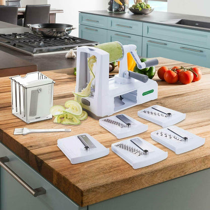 Royallure 7-Blade Vegetable Spiralizer – Zucchini Noodle Maker and Zoodle Maker with Suction Pad and Storage Caddy 1