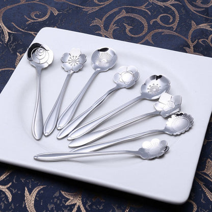 Royallure 8-Piece Stainless Steel Coffee Spoons with Elegant Flower Design 2