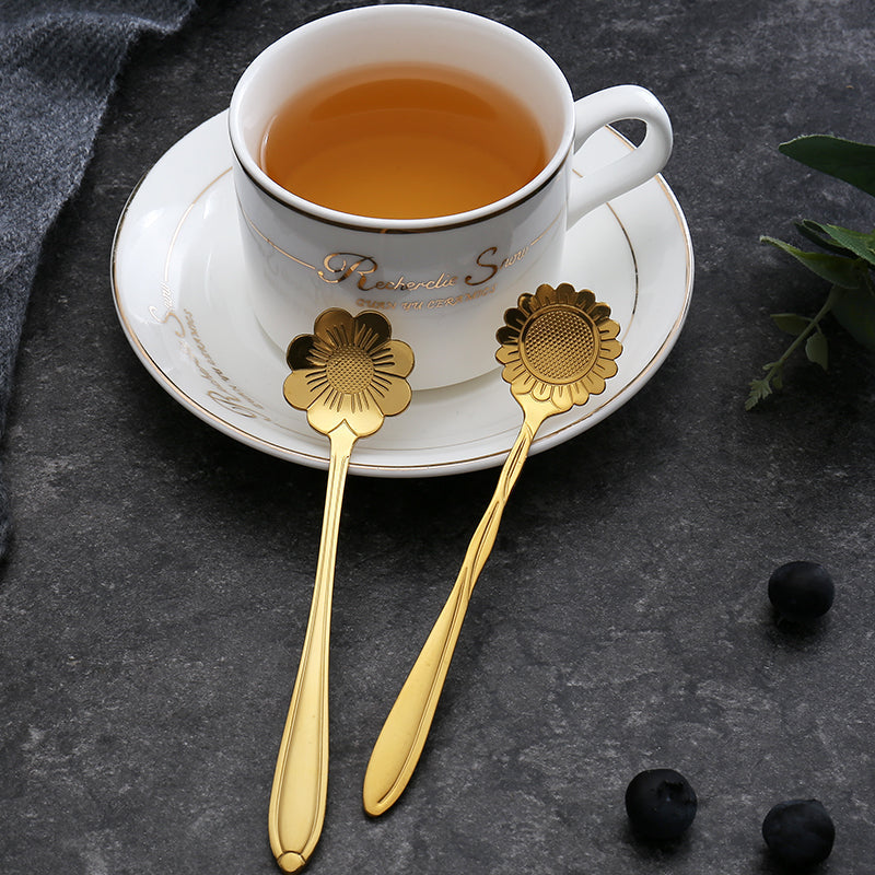 Royallure 8-Piece Stainless Steel Coffee Spoons with Elegant Flower Design 3