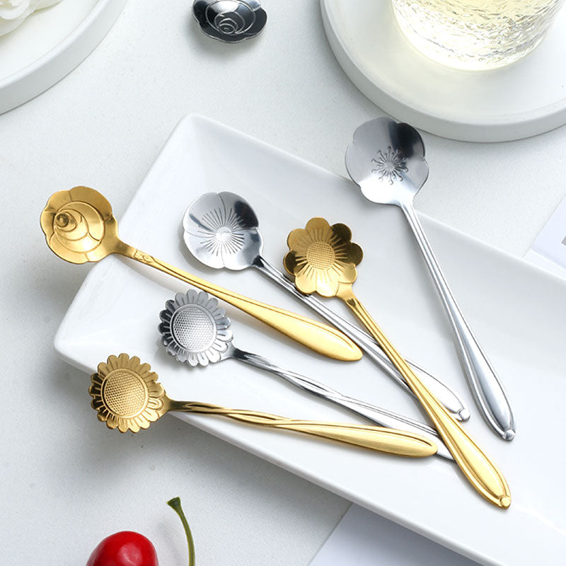 Royallure 8-Piece Stainless Steel Coffee Spoons with Elegant Flower Design 4