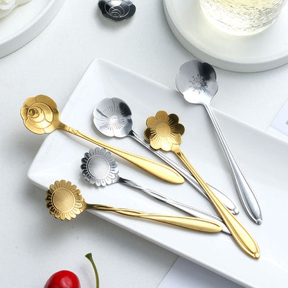 Royallure 8-Piece Stainless Steel Coffee Spoons with Elegant Flower Design 4