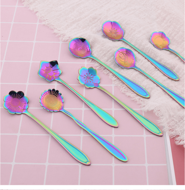 Royallure 8-Piece Stainless Steel Coffee Spoons with Elegant Flower Design 9