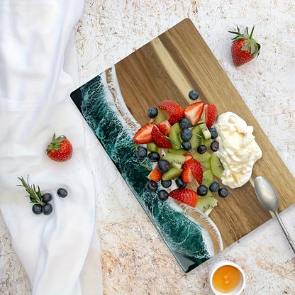 Royallure Acacia Wood Cutting Board with Ocean Resin Inlay - Multi-Purpose Chopping & Serving Tray 2