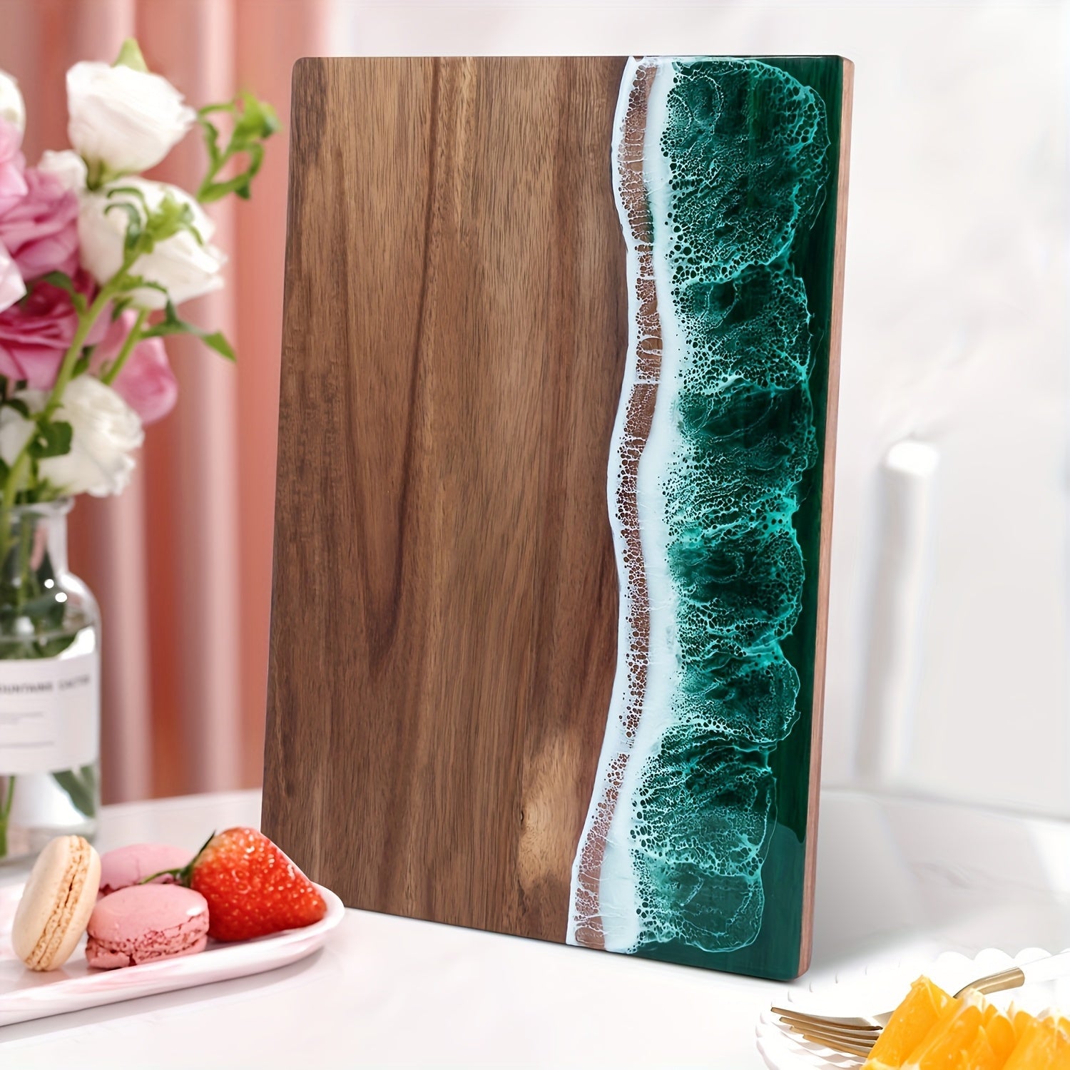 Royallure Acacia Wood Cutting Board with Ocean Resin Inlay - Multi-Purpose Chopping & Serving Tray 7