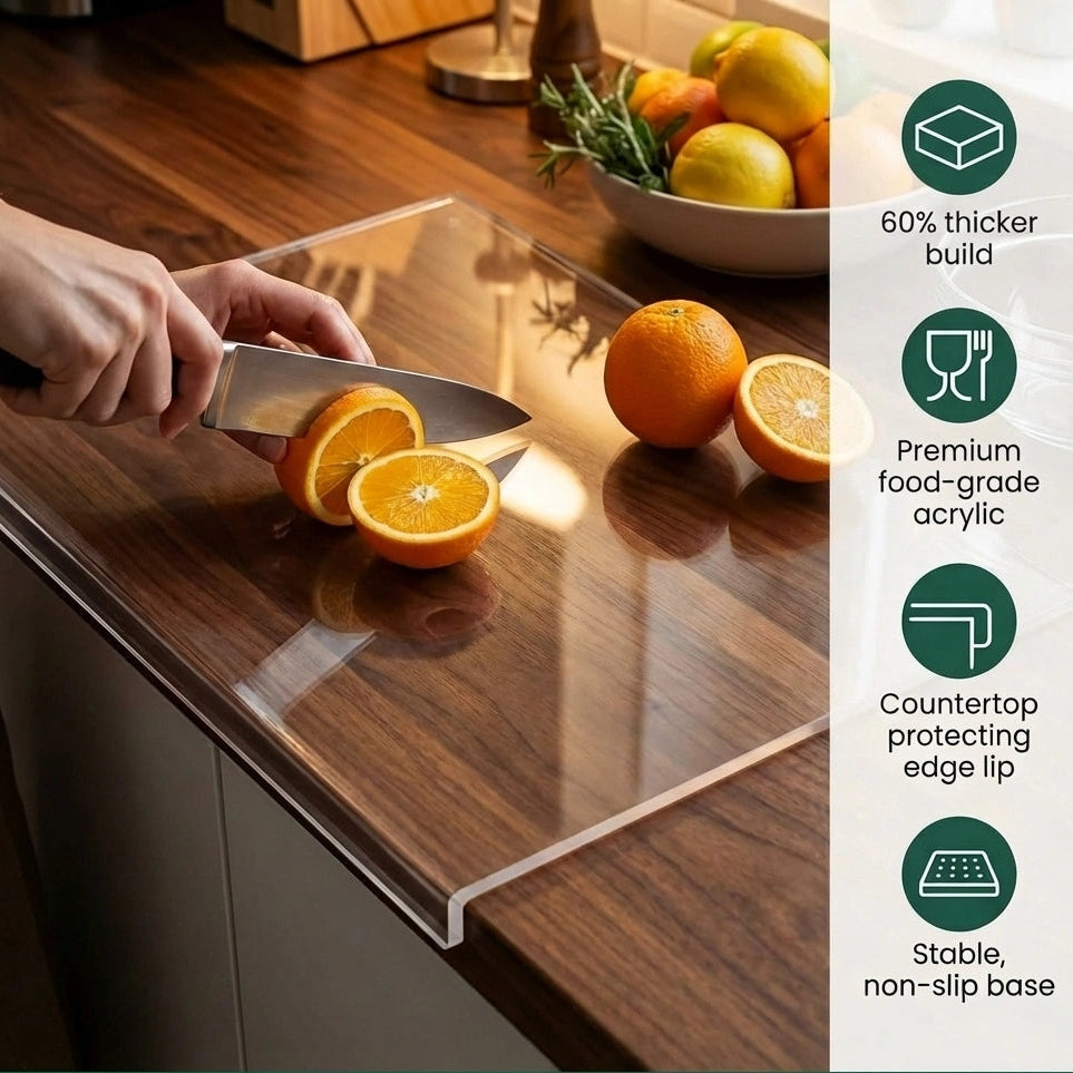 Royallure Acrylic Cutting Board - 60% Thicker Food-Grade Design for Kitchen Protection 2