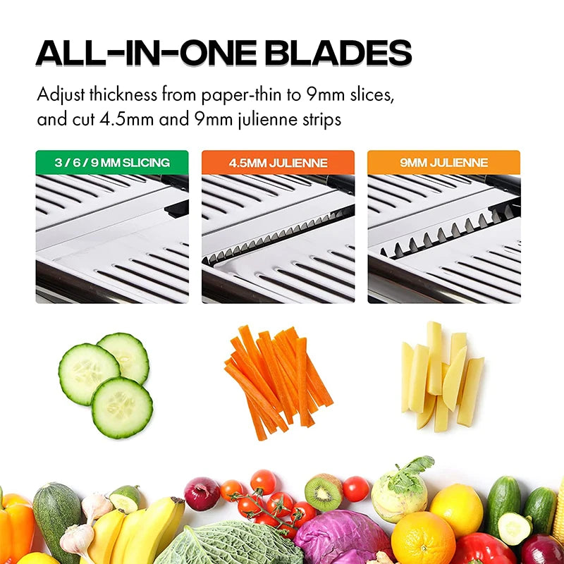 Royallure Adjustable Mandoline Slicer – Stainless Steel Vegetable Cutter for Perfectly Sliced Fruits and Veggies 2