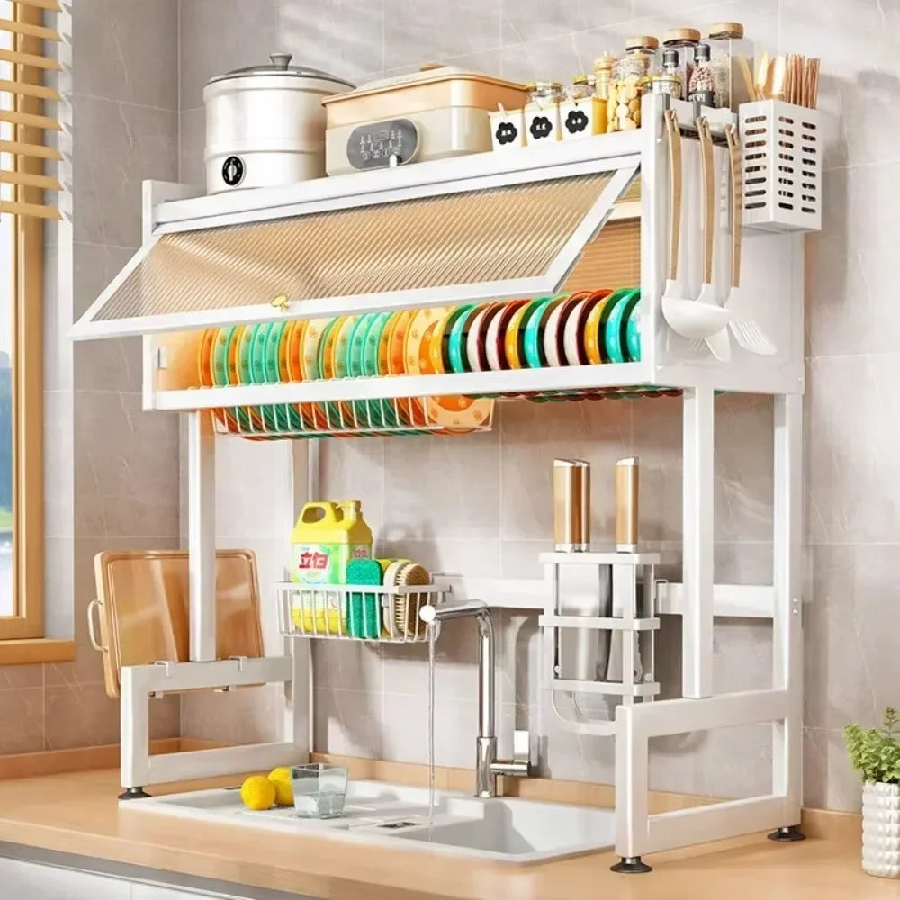 Royallure Adjustable Over the Sink Dish Rack – Space-Saving Stainless Steel Dish Drying Rack for Plates and Bowls 0