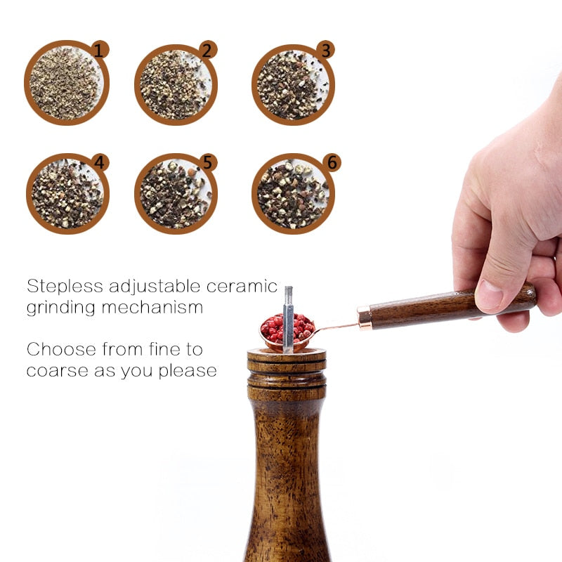 Royallure Adjustable Salt and Pepper Grinders, Eco-Friendly Wood, Ceramic Mill 4