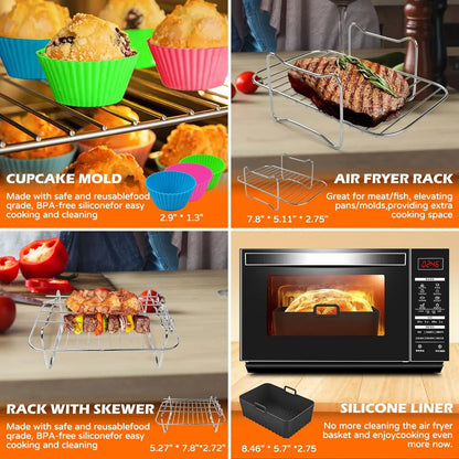 Royallure Air Fryer Accessories Set for Ninja Dual Basket Models – BPA Free, 7.6L-9.5L Compatible, Includes Silicone Inserts and Tools 4