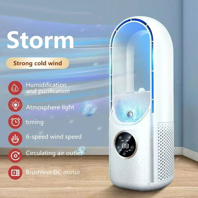 Royallure Bladeless Fan with 6 Speed Settings – Portable Silent Air Cooler and Humidifier for Home and Office 0
