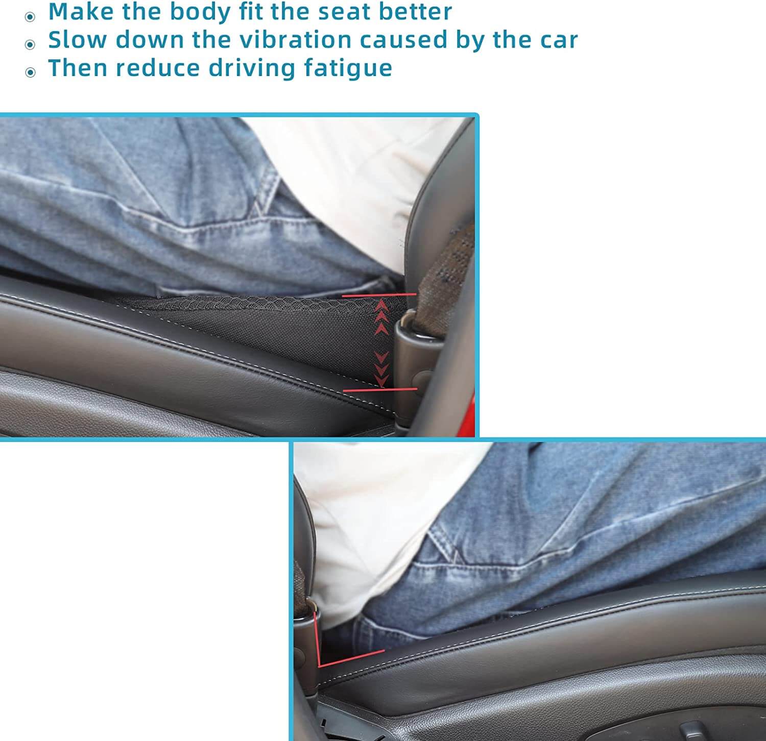 Royallure Car Seat Cushion for Short Drivers – Ergonomic Memory Foam Auto Seat Cushion with Height Elevation and Breathable Fabric 4