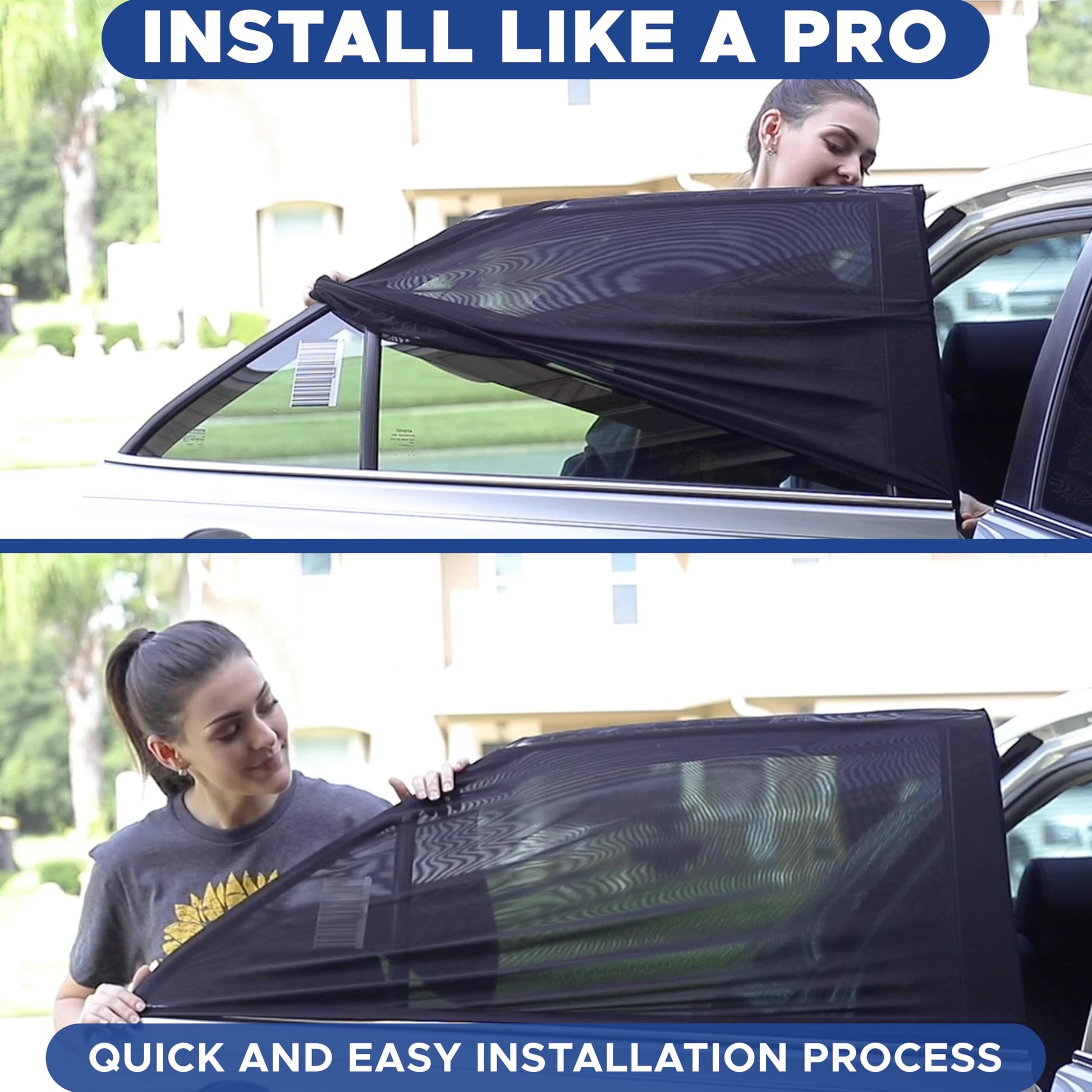 Royallure Car Sun Shade - Stretchable Side Window Covers for SUVs, Trucks & Minivans - UV Protection & Privacy - Pack of 2, XL 40 x 24 6