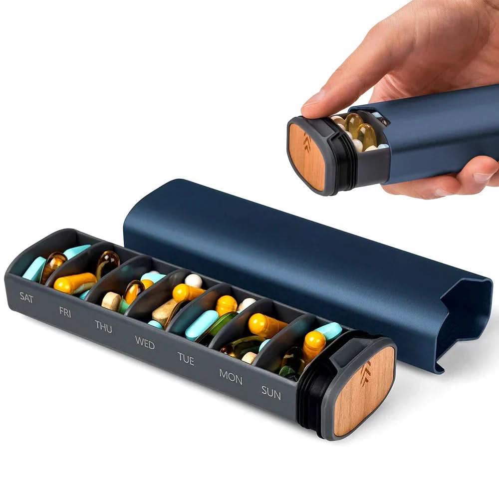 Royallure Compact Weekly Pill Organizer with 7-Day Compartments for Travel and Daily Use 2