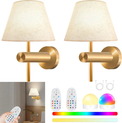Royallure Cordless Rechargeable Wall Lamp – Dimmable RGB Wall Lights with Remote Control for Bedroom and Living Room 0