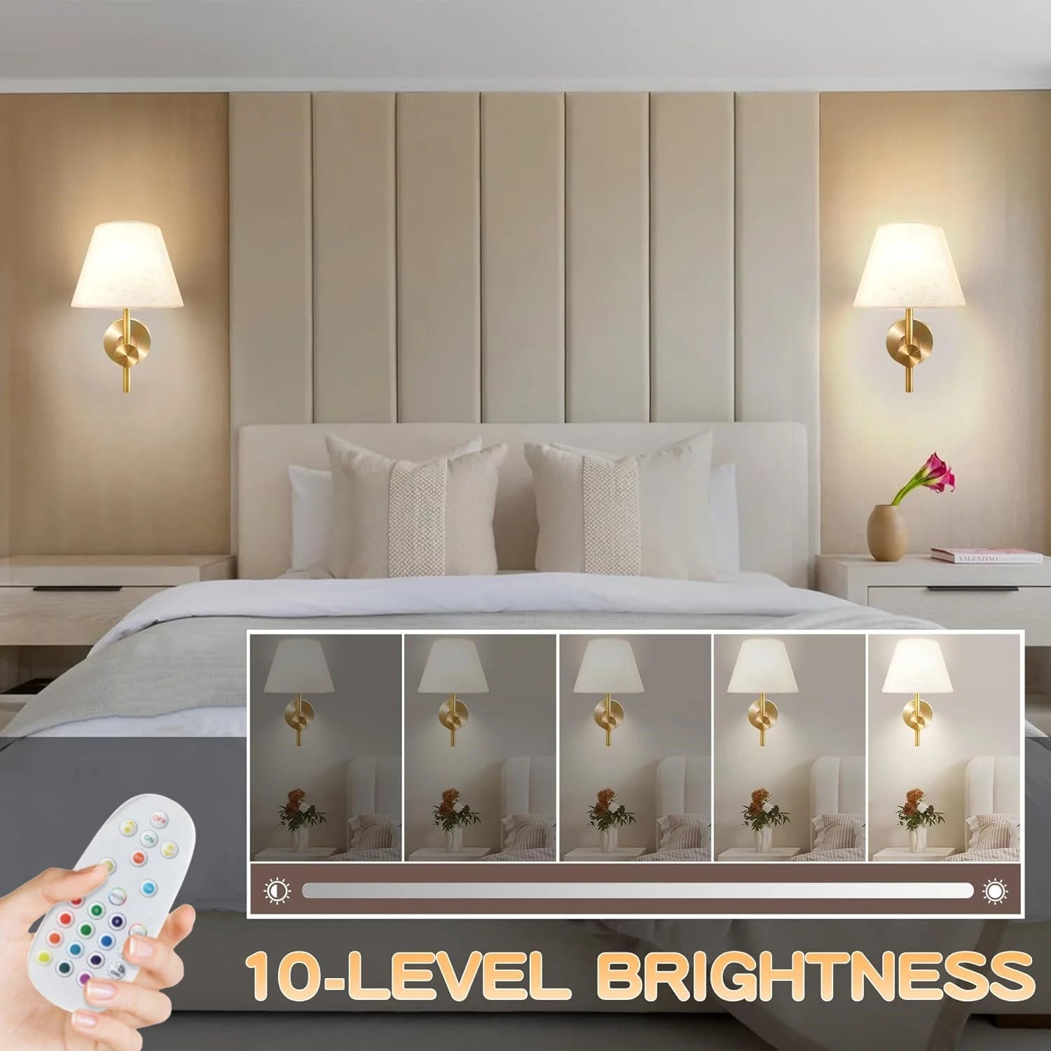 Royallure Cordless Rechargeable Wall Lamp – Dimmable RGB Wall Lights with Remote Control for Bedroom and Living Room 2