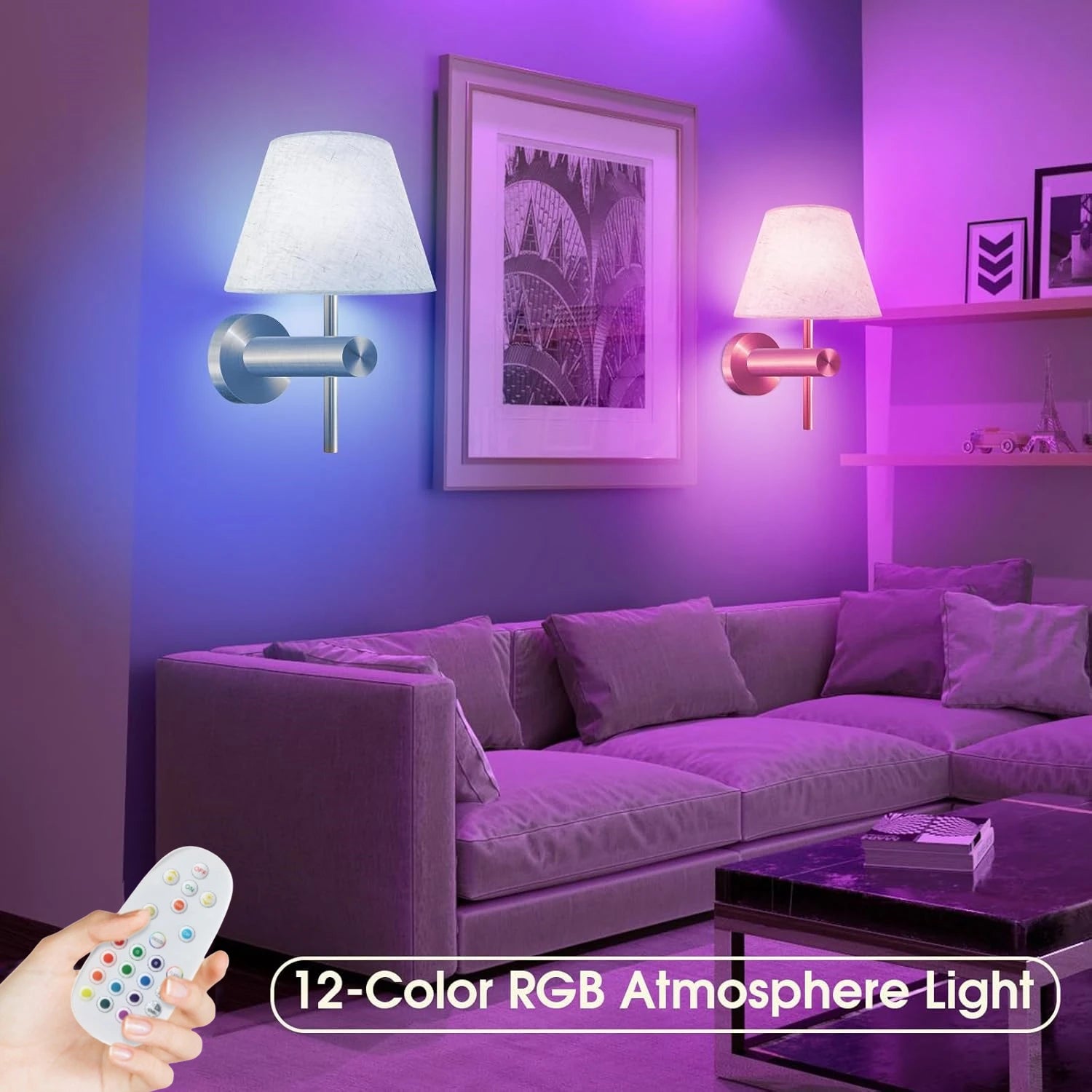 Royallure Cordless Rechargeable Wall Lamp – Dimmable RGB Wall Lights with Remote Control for Bedroom and Living Room 4