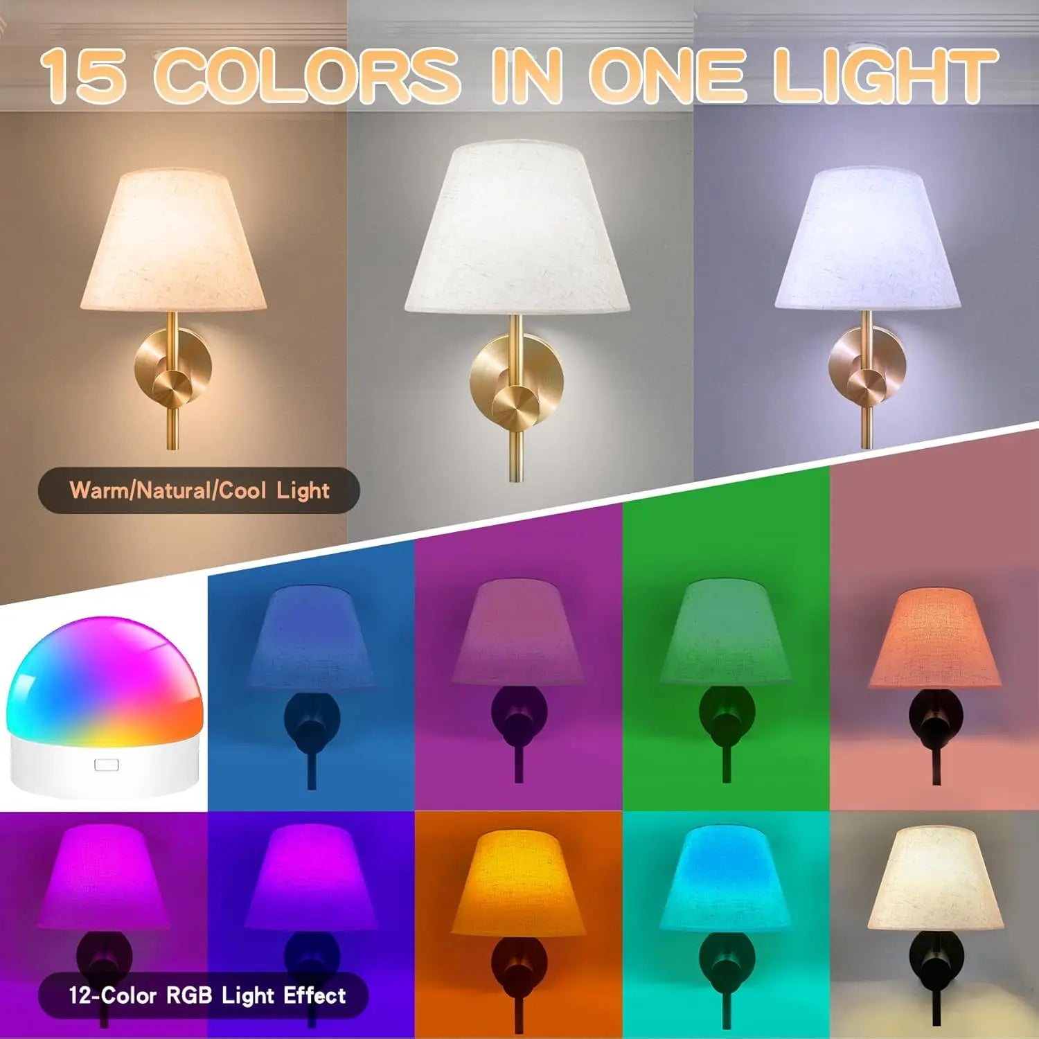 Royallure Cordless Rechargeable Wall Lamp – Dimmable RGB Wall Lights with Remote Control for Bedroom and Living Room 5