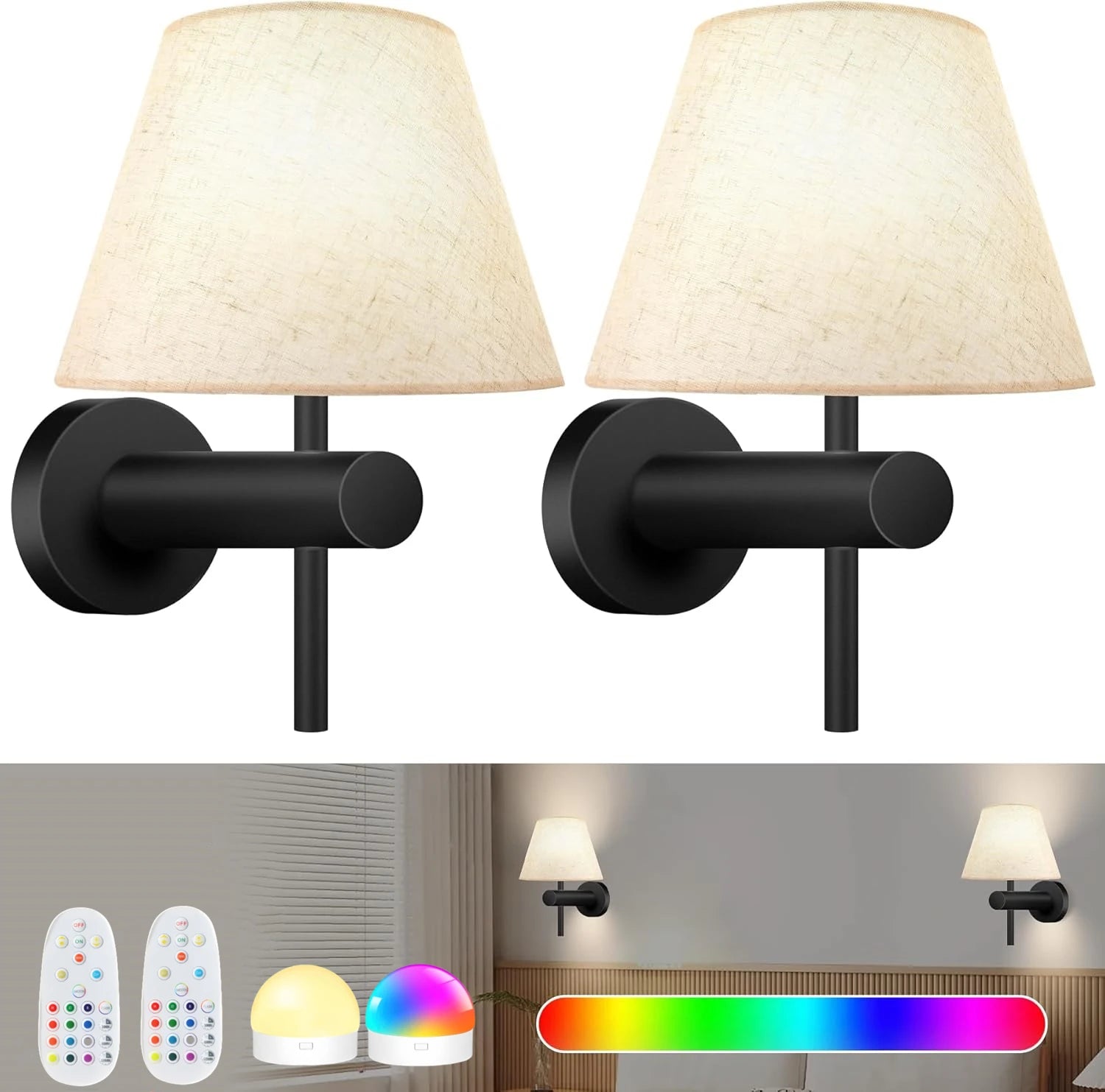 Royallure Cordless Rechargeable Wall Lamp – Dimmable RGB Wall Lights with Remote Control for Bedroom and Living Room 6