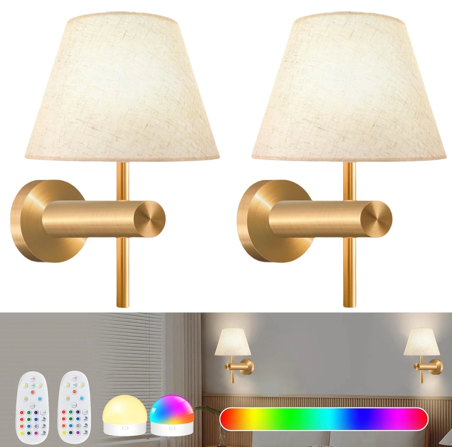 Royallure Cordless Rechargeable Wall Lamp – Dimmable RGB Wall Lights with Remote Control for Bedroom and Living Room 7