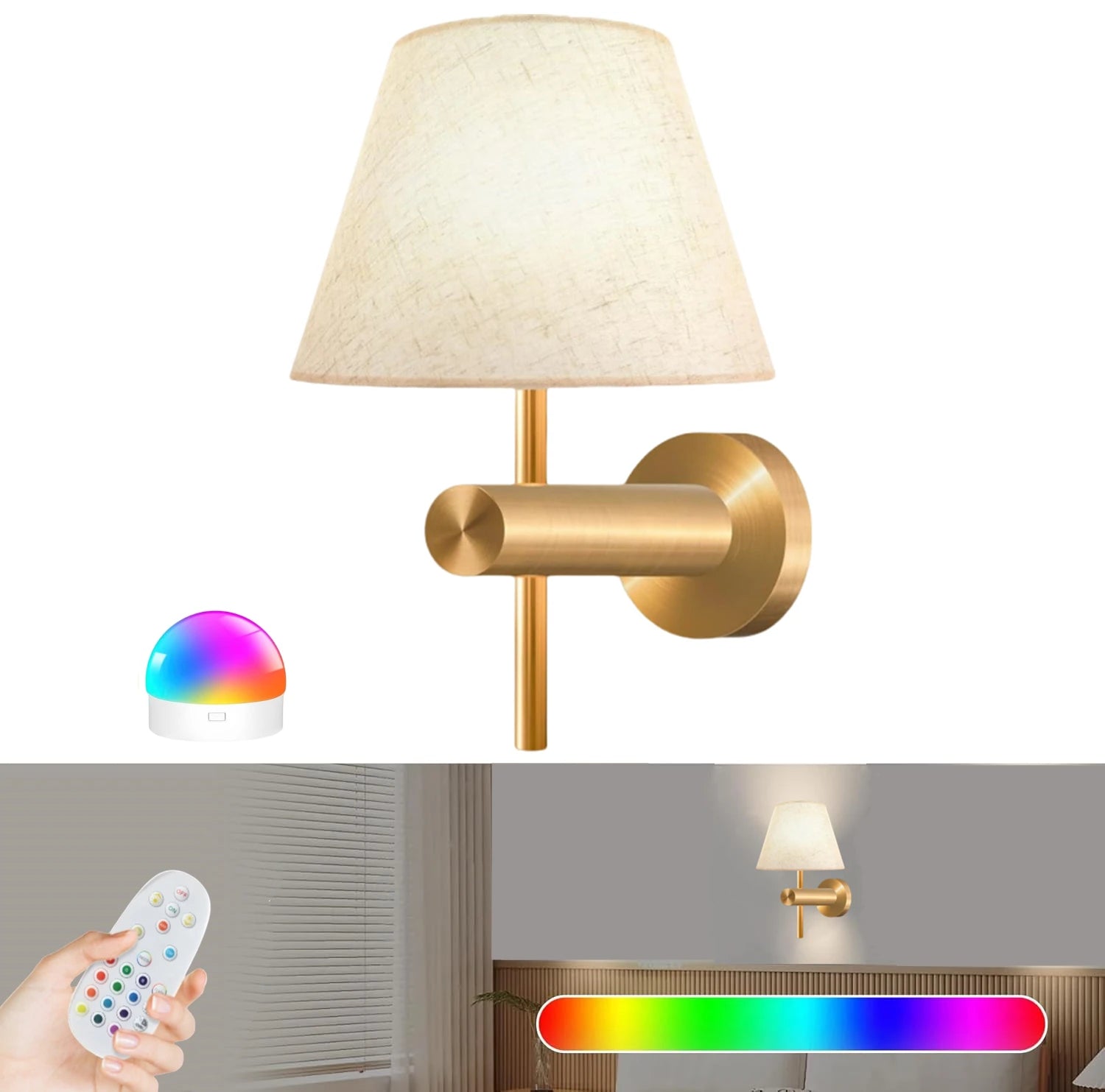 Royallure Cordless Rechargeable Wall Lamp – Dimmable RGB Wall Lights with Remote Control for Bedroom and Living Room 8