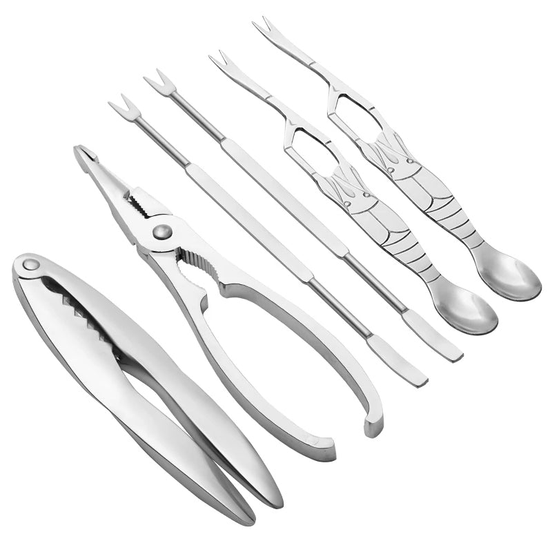 Royallure Crab Cracker Tool Set with Crab Leg Crackers, Lobster Picks, and Spoons 6