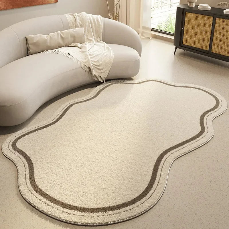 Royallure Cream Irregular Area Rug - Soft Non-Slip Living Room Carpet for Modern Decor 2