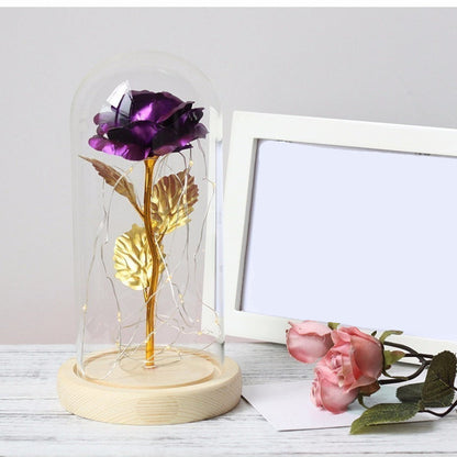 Royallure Decorative Lamp with LED Rose Glass Dome & Wooden Base, Perfect Gift 1