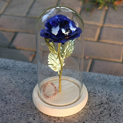 Royallure Decorative Lamp with LED Rose Glass Dome & Wooden Base, Perfect Gift 5