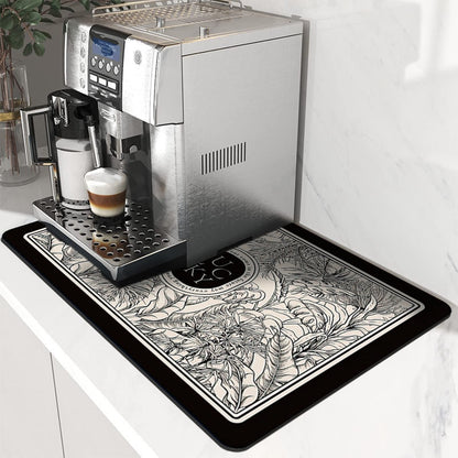 Royallure Dish Drying Mat - Absorbent Countertop Protector with Floral Design 1