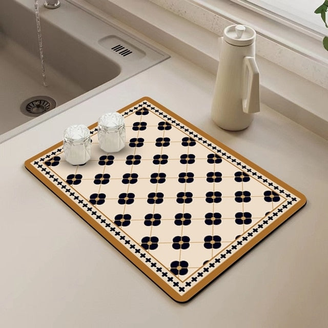 Royallure Dish Drying Mat - Absorbent Countertop Protector with Floral Design 17