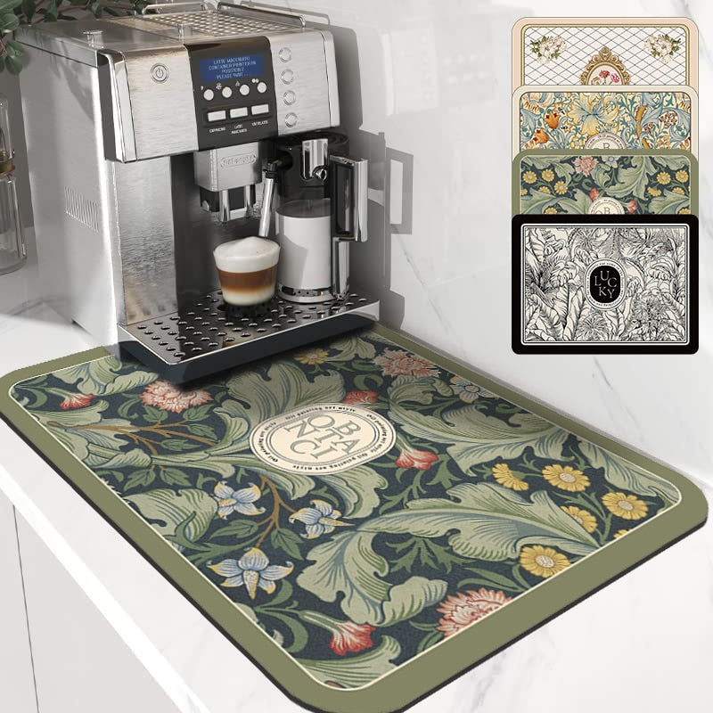 Royallure Dish Drying Mat - Absorbent Countertop Protector with Floral Design 3