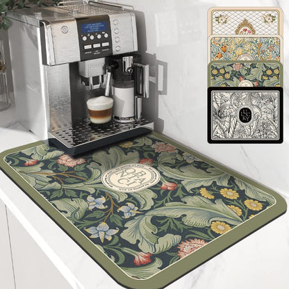 Royallure Dish Drying Mat - Absorbent Countertop Protector with Floral Design 3