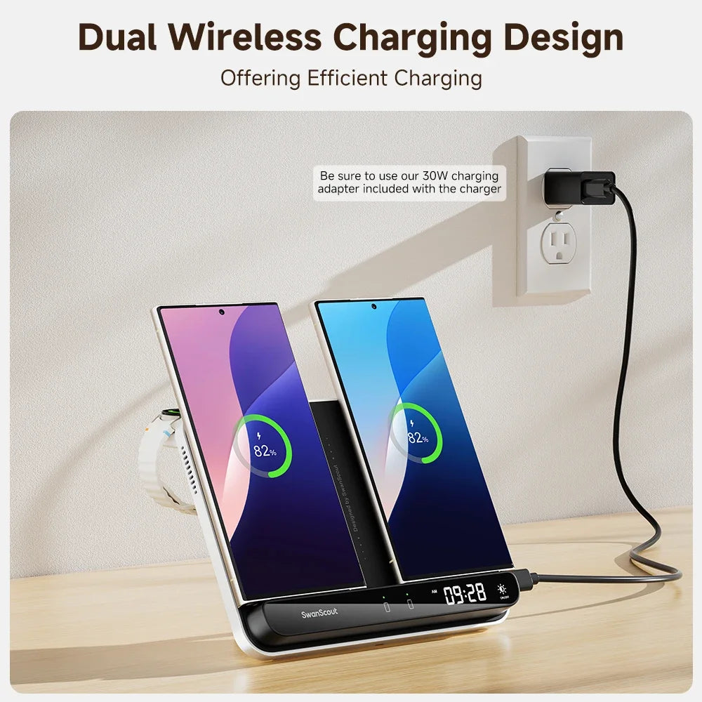 Royallure Dual Wireless Charger for Samsung Galaxy S25 S24 S23 Z Flip 7 Z Fold 7 – Fast Charging Station for Phones and Watches 1