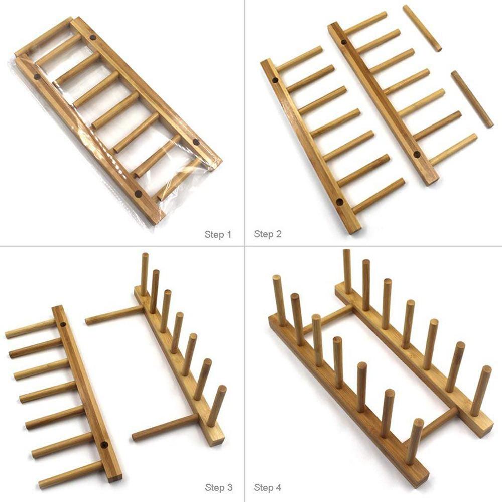 Royallure Eco-Friendly Bamboo Dish Drying Rack, Compact Dish Drainer for Small Kitchens 6