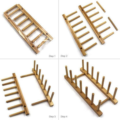 Royallure Eco-Friendly Bamboo Dish Drying Rack, Compact Dish Drainer for Small Kitchens 6
