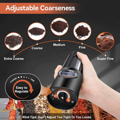Royallure Electric Salt and Pepper Grinder Set – Rechargeable Stainless Steel, One-Handed Operation, Adjustable Grind with LED Light 5
